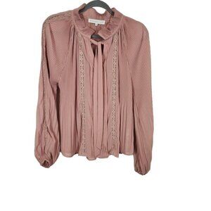 Endless Rose Plisse Tie Neck‎ Blouse in Blush - Size medium